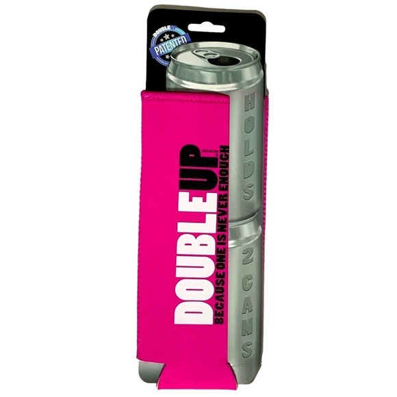 DoubleUp Can Cooler Double Can Holder Because One Is Never Enough Barbie Pink - Picture 14 of 14